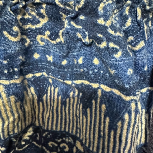 House of Harlow 1960 Easy Fringe Shorts Drawstring Abstract Print Blue White - Picture 4 of 7